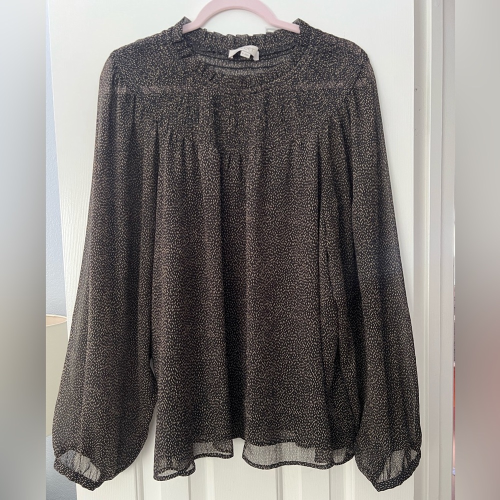 LOFT Black and Cream Blouse